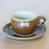 ノリタケ　FOLKSTONE　ストーンウェア　デミタスカップ＆ソーサー　茶　デッドストック品（セ491）