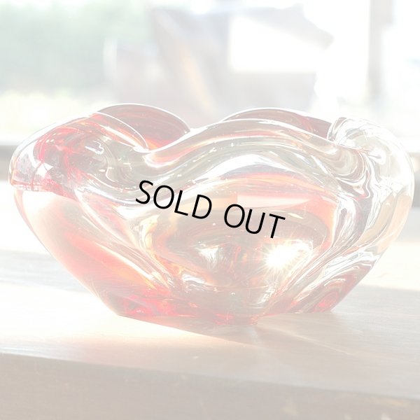 画像2: レトロ　ガラス灰皿　赤×クリア　ユーズド品（U529）