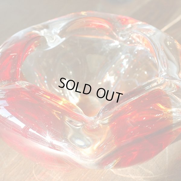 画像3: レトロ　ガラス灰皿　赤×クリア　ユーズド品（U529）