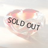 レトロ　ガラス灰皿　赤×クリア　ユーズド品（U529）