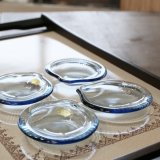 カガミクリスタル　シェル型　ガラス　小皿　ブルー　4枚セット　未使用品（ノ2201）