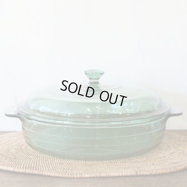 画像3: フランス　パイレックス　コーニング　ガラス両手平鍋/キャセロール　グリーン　未使用品