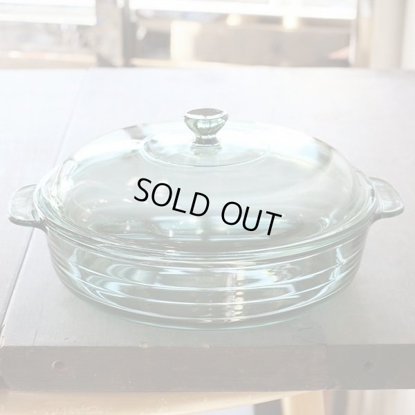 画像2: フランス　パイレックス　コーニング　ガラス両手平鍋/キャセロール　グリーン　未使用品