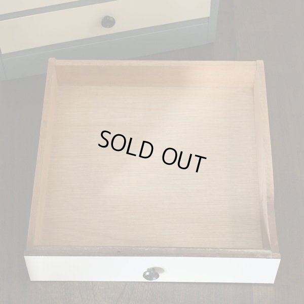 画像5: 木製6段ミニチェスト/小引出し　スモーキーグリーン×アイボリー　ユーズド品