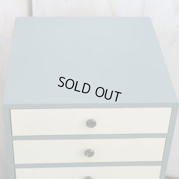 画像6: 木製6段ミニチェスト/小引出し　スモーキーグリーン×アイボリー　ユーズド品