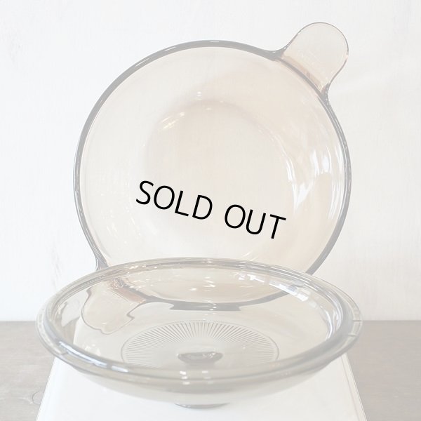 画像3: フランス　VISION　コーニング　ガラス両手鍋　アンバー　蓋ライン有　未使用品（ひ2418）