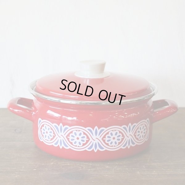 画像2: レトロ　ドイツ製ホーロー両手鍋　ELEKTRO　GAS-KOHLE　赤　未使用品（ふ2436）