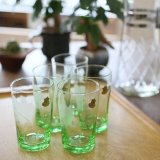 ササキグラス　佐々木硝子　グリーン　葉柄　グラス/タンブラー5客セット　未使用品（ k 2440）