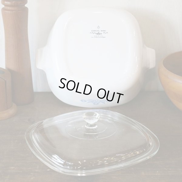 画像5: U.S.A.コーニング　角形両手鍋　コーンフラワー　未使用品（P2446）