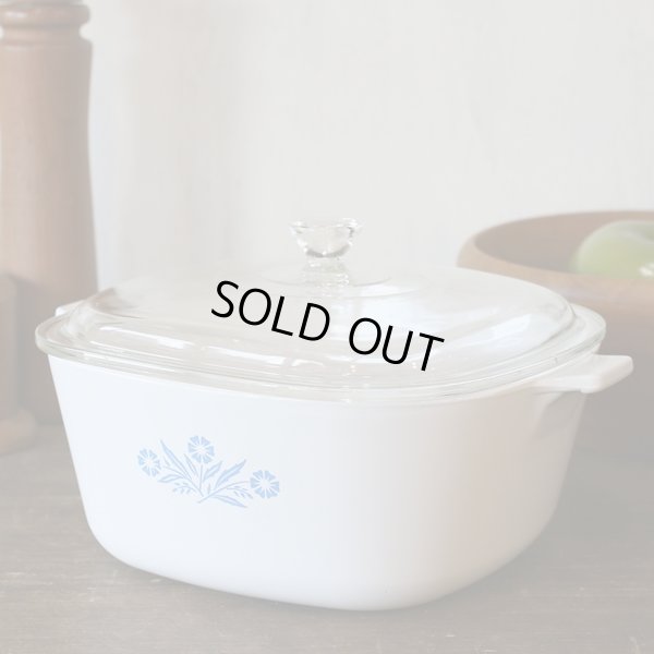 画像3: U.S.A.コーニング　角形両手鍋　コーンフラワー　未使用品（P2446）