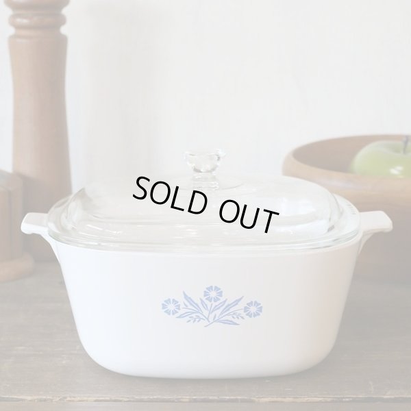 画像2: U.S.A.コーニング　角形両手鍋　コーンフラワー　未使用品（P2446）