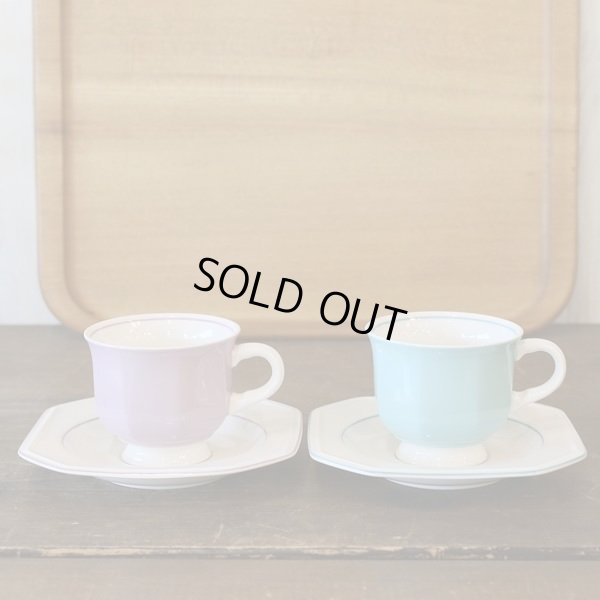 画像2: ミカサ　ペアカップ＆ソーサーとパン/ケーキ皿セット　MK525　JOY BLUE＆JOY LAVENDER　未使用品（く2484）