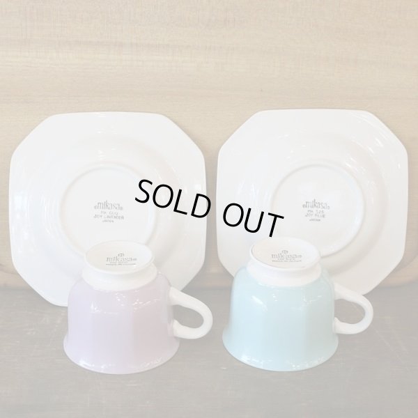 画像5: ミカサ　ペアカップ＆ソーサーとパン/ケーキ皿セット　MK525　JOY BLUE＆JOY LAVENDER　未使用品（く2484）