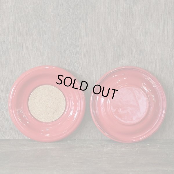 画像8: ｄｗ　デコラウェア　ホーローカップ＆ソーサー　赤　ペアセット　ユーズド品（店2530）