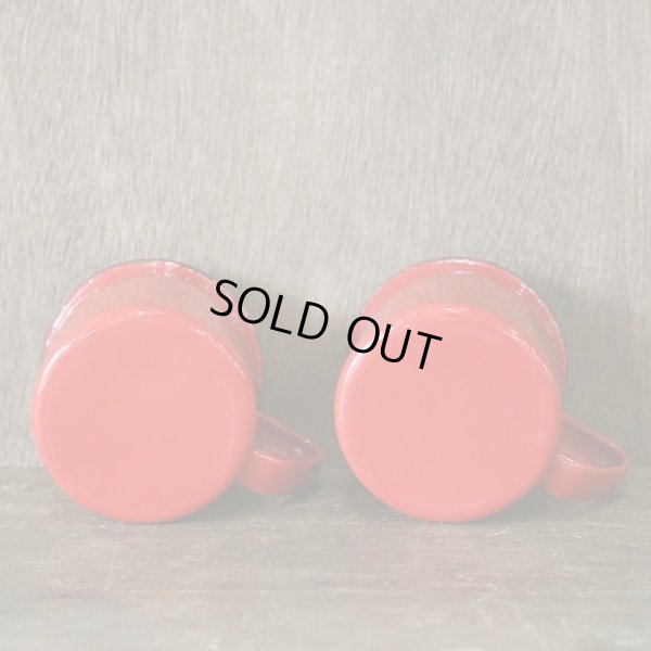 画像5: ｄｗ　デコラウェア　ホーローカップ＆ソーサー　赤　ペアセット　ユーズド品（店2530）