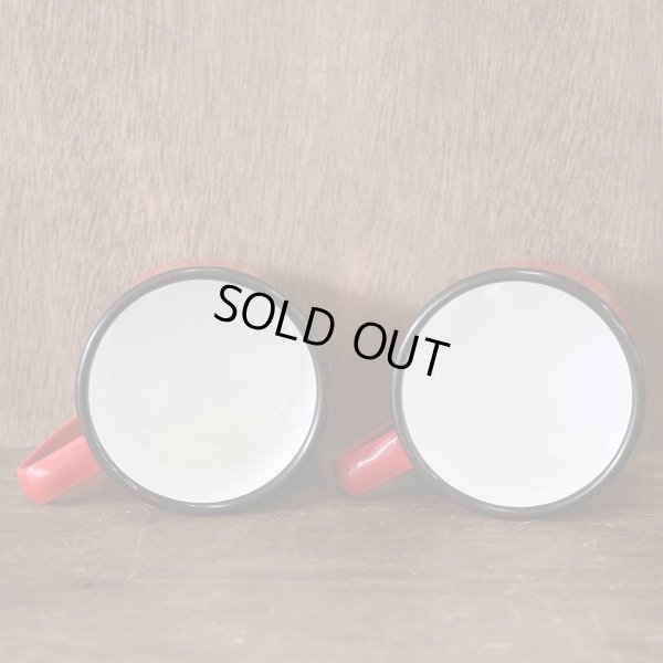 画像4: ｄｗ　デコラウェア　ホーローカップ＆ソーサー　赤　ペアセット　ユーズド品（店2530）