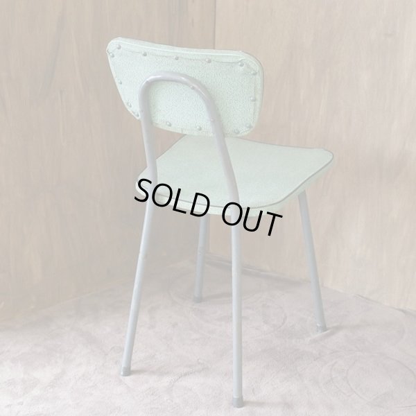 画像4: レトロ　アイアンチェアー/椅子　ビニール貼り　グリーン　唐草模様　ユーズド品