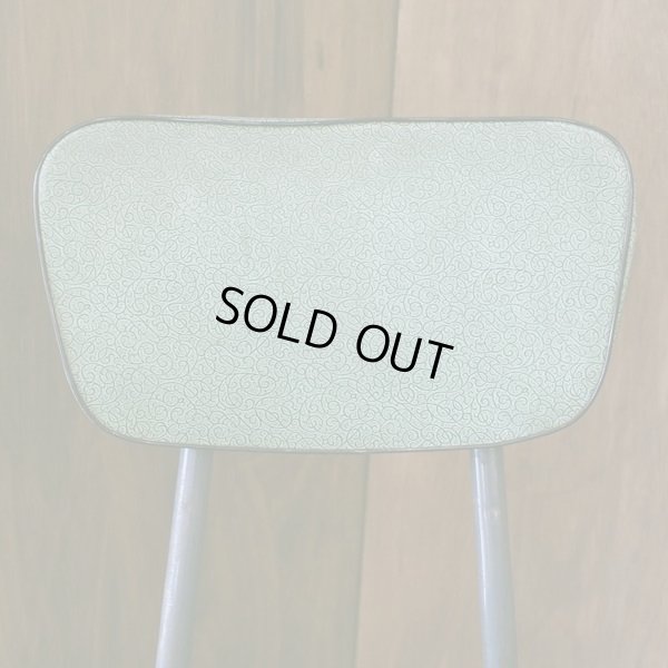 画像5: レトロ　アイアンチェアー/椅子　ビニール貼り　グリーン　唐草模様　ユーズド品