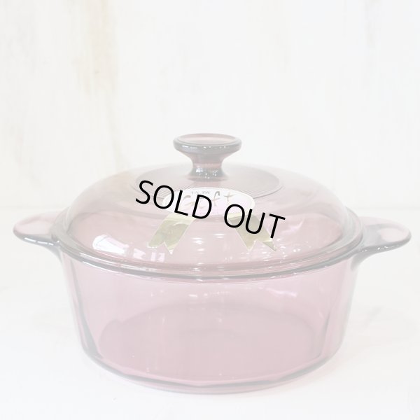画像2: 石塚硝子　コーニング　パイレックス　ガラス両手鍋　クランベリー　未使用品