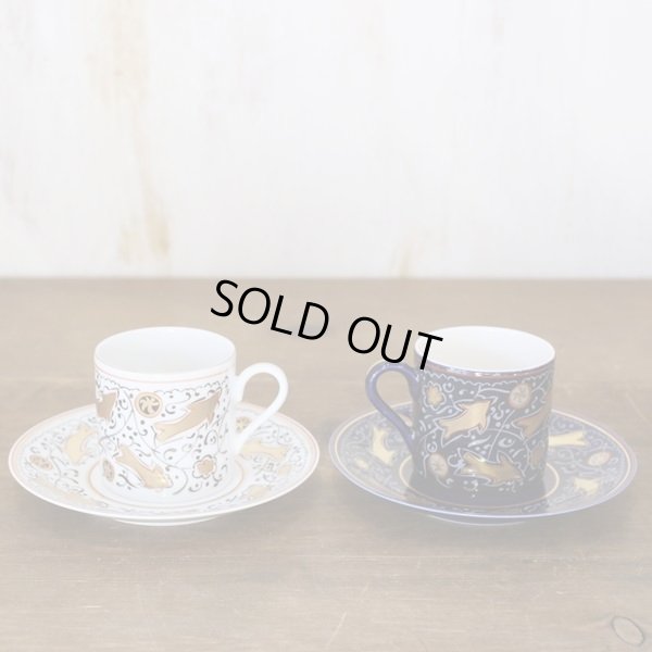 画像3: 幸兵衛窯　コーヒーカップ＆ソーサー　ペアセット　金彩　白＆瑠璃　未使用品