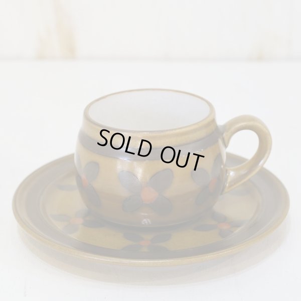 画像2: ノリタケ　FOLKSTONE　GENUINE　コーヒーカップ＆ソーサー　ブラウン系　花柄　未使用品（ l 2851）