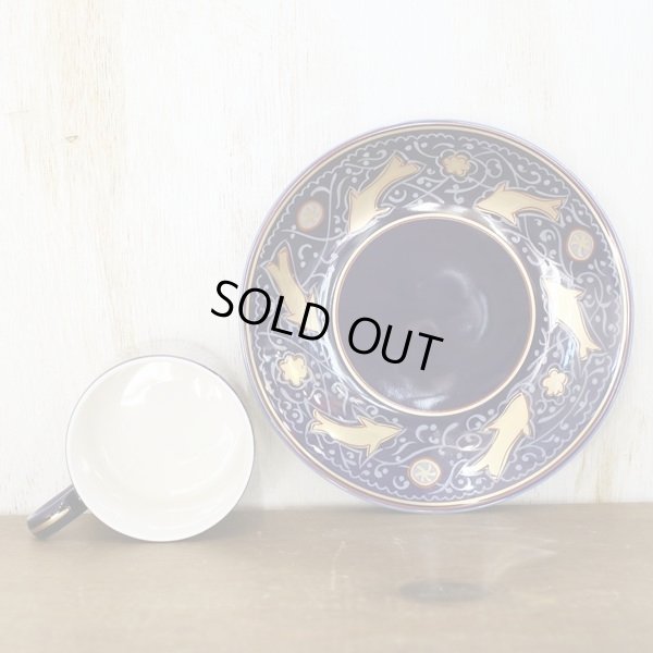 画像8: 幸兵衛窯　コーヒーカップ＆ソーサー　ペアセット　金彩　白＆瑠璃　未使用品