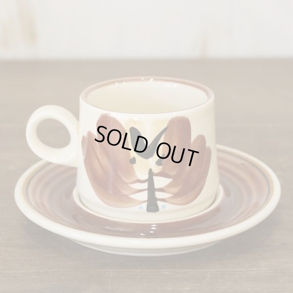 画像3: 栄木正敏デザイン　コーヒーカップ＆ソーサー　ブラウン　未使用品（棚2843）