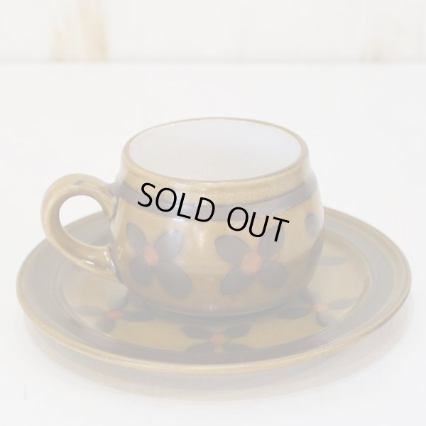 画像3: ノリタケ　FOLKSTONE　GENUINE　コーヒーカップ＆ソーサー　ブラウン系　花柄　未使用品（ l 2851）