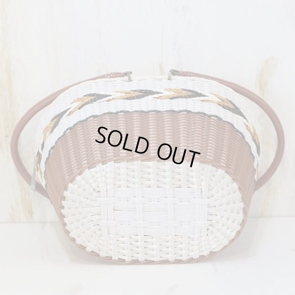 画像6: シバヤマ　竹日の丸印　ビニール編み　籠バッグ　買い物カゴ　未使用品（店2894）