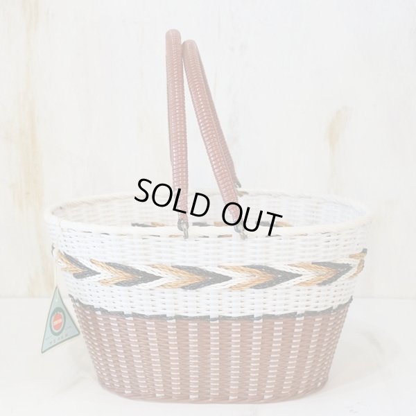 画像2: シバヤマ　竹日の丸印　ビニール編み　籠バッグ　買い物カゴ　未使用品（店2894）