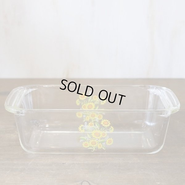 画像2: パイレックス　レトロ　ガラスパウンドケーキ型/角深焼皿　黄小花柄　未使用品