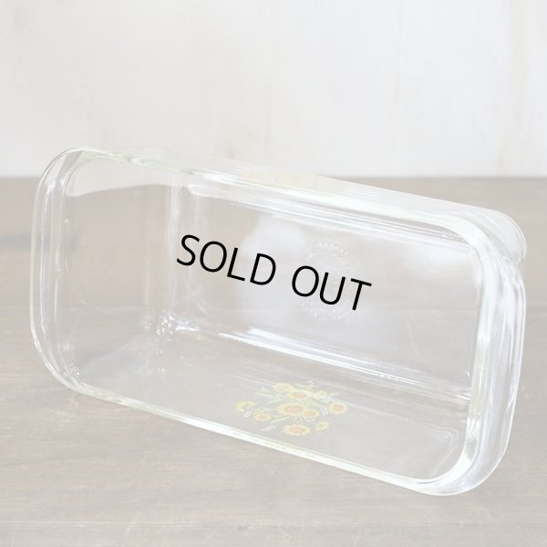 画像4: パイレックス　レトロ　ガラスパウンドケーキ型/角深焼皿　黄小花柄　未使用品