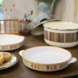 ノリタケ　PROGRESSION　マルディグラ　9019　パイ皿　持ち手付き深皿　ユーズド品 (9A 3003)