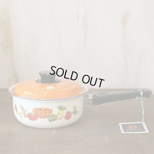 画像2: エプロンホーロー　レトロ　片手鍋　18ｃｍ　野菜ドット絵　未使用品（こ3019）