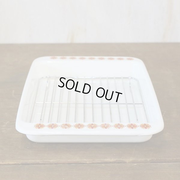 画像3: ヤマヒロ　レトロ　ホーローバット　花柄　中敷網付き　ユーズド美品(Q3093)