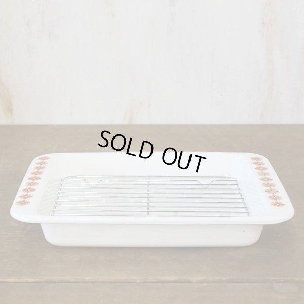 画像2: ヤマヒロ　レトロ　ホーローバット　花柄　中敷網付き　ユーズド美品(Q3093)