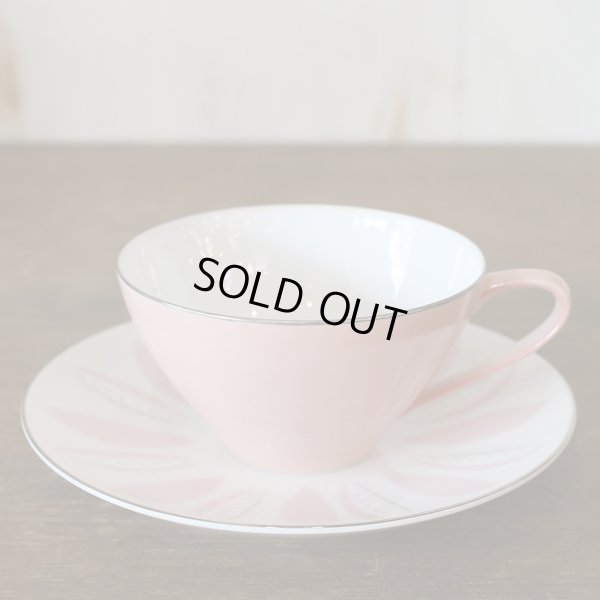 画像2: ノリタケ　ティーカップ＆ソーサー　ピンク　葉柄　未使用品