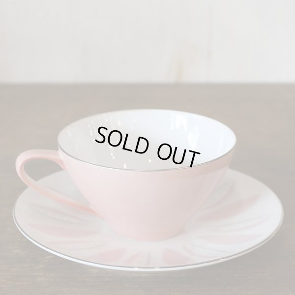 画像3: ノリタケ　ティーカップ＆ソーサー　ピンク　葉柄　未使用品