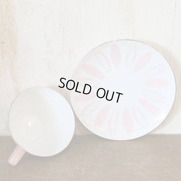 画像5: ノリタケ　ティーカップ＆ソーサー　ピンク　葉柄　未使用品