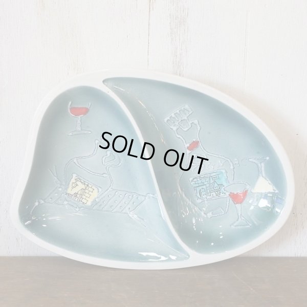 画像3: レトロ　仕切り皿/盛皿　酒瓶＆グラス柄　未使用品（ス3105）