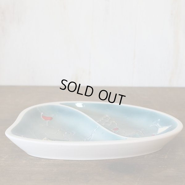 画像2: レトロ　仕切り皿/盛皿　酒瓶＆グラス柄　未使用品（ス3105）