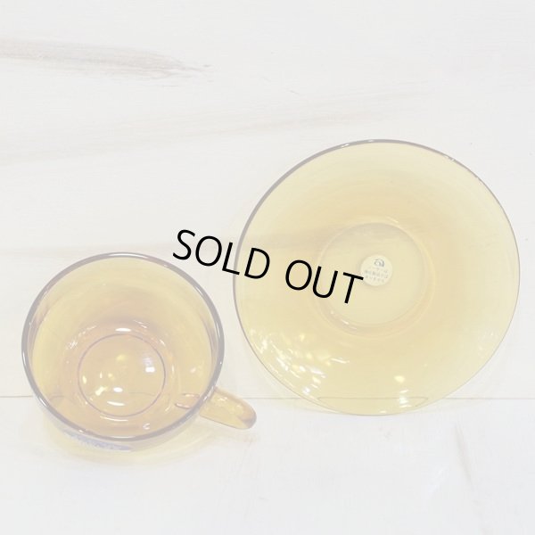 画像4: 石塚硝子　ADELEX　アデレックス　ガラスカップ＆ソーサー　アンバー　未使用品