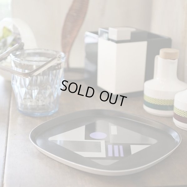 画像3: ヴィンテージ 　たち吉　レトロ　26ｃｍプレート　角皿　幾何学模様　未使用品（ス3151）