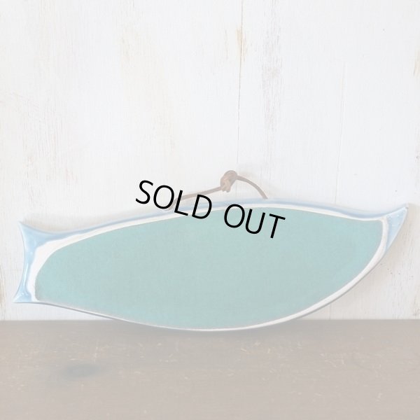 画像4: 魚の壁掛け　陶器製　花柄　ブルー　ユーズド品