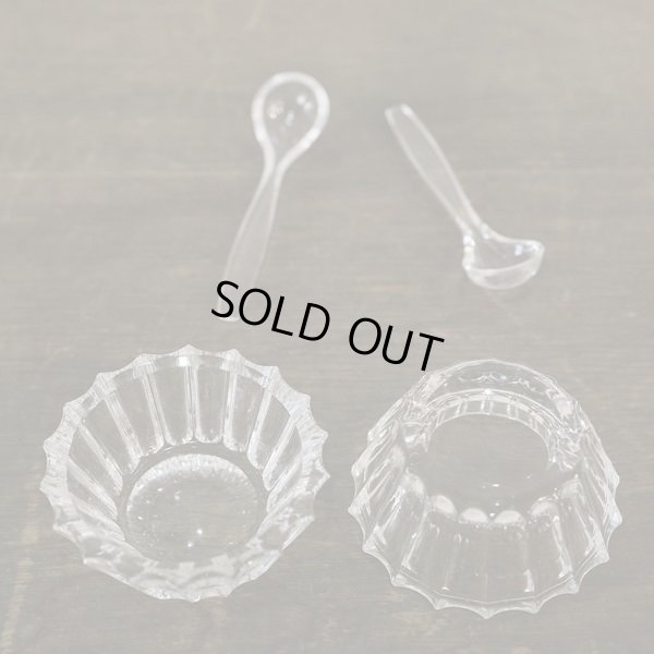 画像6: サーブ用調味料入れ　ガラス小皿＆スプーン＆サーブトレー　未使用品　箱付き（棚3209）