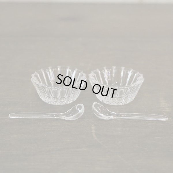 画像5: サーブ用調味料入れ　ガラス小皿＆スプーン＆サーブトレー　未使用品　箱付き（棚3209）