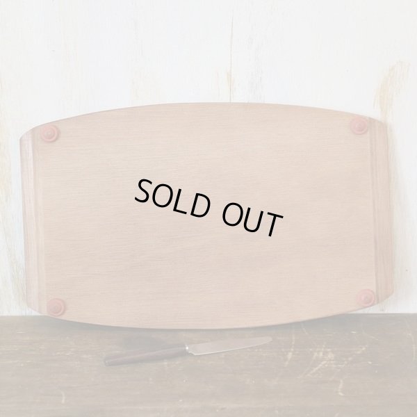 画像4: レトロ　木製チーズボード　ナイフ付　花柄　未使用品（く3270）