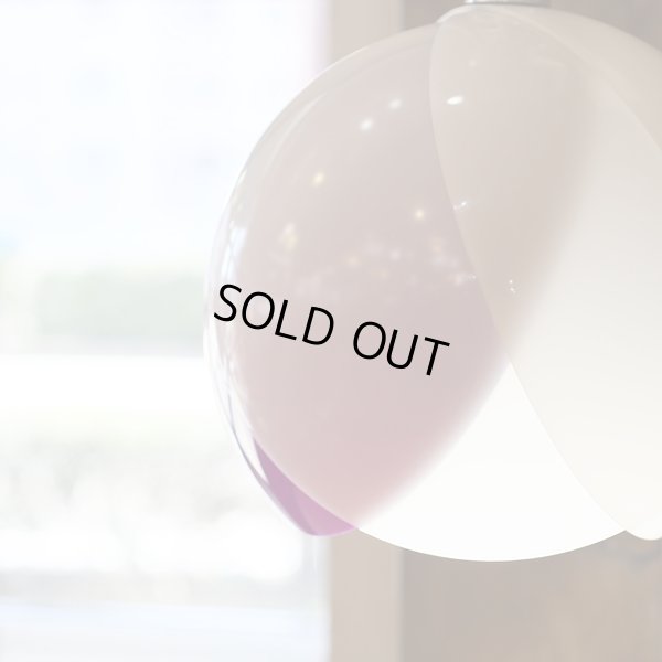 画像2: レトロ　ペンダントライト/吊り下げ照明　丸形/チューリップ　紫×白　ユーズド品