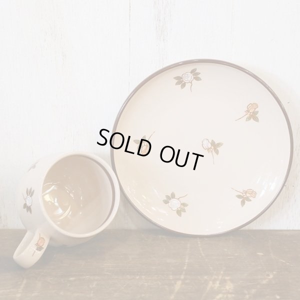 画像5: Sanwa　BLOOM STONE　コーヒーカップ＆ソーサー　薔薇柄　ベージュ　未使用品（A-4　3367）