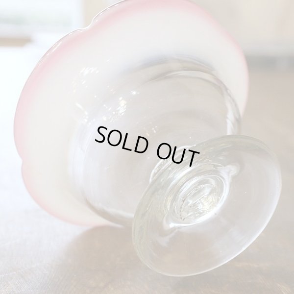 画像4: アンティーク　氷コップ　古いガラス器　乳白色×赤縁（か3410）